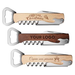 Tire-bouchon en bois et métal gravé avec logo personnalisé, ouvre-bouteille de vin à poignée rotative, tire-bouchon en bois vierge pour gravure laser - Product Image 1
