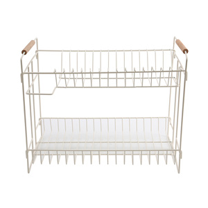 Double Layer Wire Storage <b>Rack</b> White Rectangle Bathroom <b>Kitchen</b> Desktop Organizer Standing Type Eco Friendly - Product Image 5