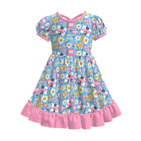 Robe d'été personnalisée à volants imprimée crayon pour fille, ensemble tunique décontracté pour tout-petits et enfants, tenue de rentrée scolaire en soie de lait pour bébés, coupe trapèze
