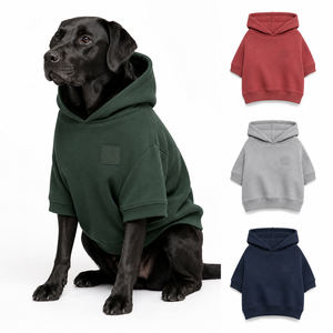 Sweat à capuche en coton mélangé uni pour chiens, style décontracté confortable, à porter toute l'année, rouge, gris, marine, vert - Product Image 1