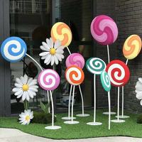 Grande Statue en Fibre de Verre Candyland Donut Sculptures de Bonbons en Résine pour Boulangerie Décoration