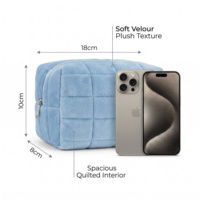 Pochette de maquillage matelassée en velours écologique, légère et portable, grande capacité, douce, pour voyage et organisation