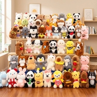 Assortiment de jouets en peluche mixtes 23 cm, figurines d'animaux en peluche douces, rembourrées en coton PP, vente en gros, logo personnalisé