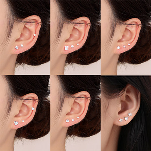 Pendientes de tuerca de circón cuadrado de Plata de Ley 925 auténtica a la moda para mujer, joyería fina clásica, accesorios minimalistas para Piercing de oreja - Product Image 6