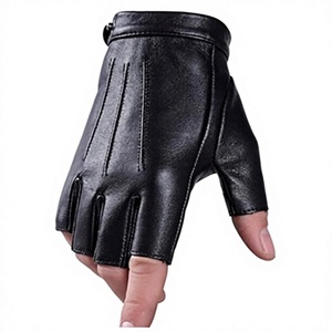 Leather Half <b>Finger</b> <b>Gloves</b> Wrist Length Breathable Plain Style For Casual Daily Use Spring Summer - Product Image 2