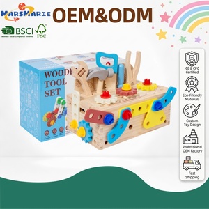 Boîte à <span class=keywords><strong>outils</strong></span> en bois multifonctionnelle avec modes de jeu éducatifs, jouets amusants et boîte de rangement à assembler pour enfants, pour construire différentes formes - Product Image 1
