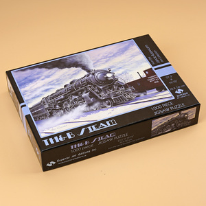 Boîte d'emballage rigide en carton noir mat imprimé <span class=keywords><strong>avec</strong></span> couvercle sécurisé pour puzzle, jouet éducatif pour enfants, rangement de cadeaux, feuille d'or de luxe - Product Image 1