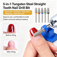 Fraise à ongles 5-en-1 en carbure de tungstène à rainure droite pour l'élimination des cuticules et le polissage des ongles