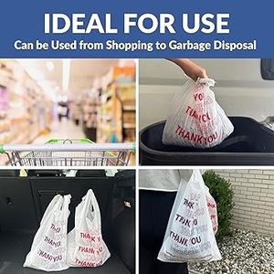 Thank You Design T-Shirt Plastic Bags HDPE <b>Material</b> for Silk Screen Printed Hand Length Handle for Customizable Size - Product Image 5