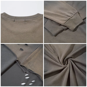 เสื้อยืดแขนยาว TKAN651D สไตล์สตรีทแวร์ขนาดใหญ่พิเศษ พิมพ์ลายสกรีนเอง สำหรับผู้ชาย ผ้าฝ้าย 100% เนื้อหนา สไตล์วินเทจ - Product Image 4