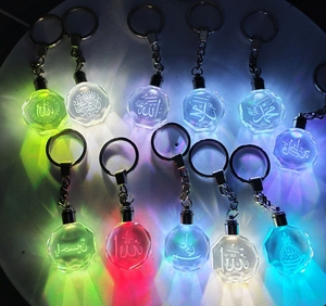 whhoelsale cheap K9 3d Laser Engraving Led Luminous Light <b>Custom</b> Logo Crystal <b>Keychain</b> for Promotion Gift - Product Image 5