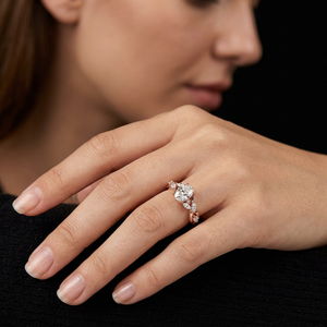 Bague de fiançailles élégante en or rose 14k 18k avec diamant de laboratoire, bande torsadée, plaqué or, cadeau de mariage pour femme, bijoux - Product Image 1