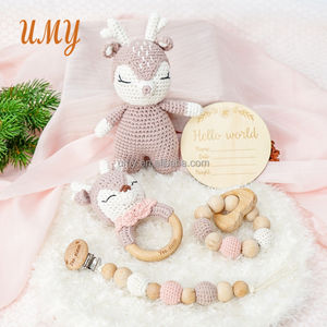 Sonajeros de Madera para Bebés al por Mayor, Mordedores para la Dentición, Juego de Regalo para Recién Nacidos, Sonajero de Ganchillo - Product Image 6