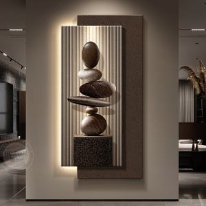 Decoración de entrada de lujo moderna Lámpara de pared de porcelana de cristal de paisaje de gama alta Pinturas impresas en HD de doble capa para pared - Product Image 4