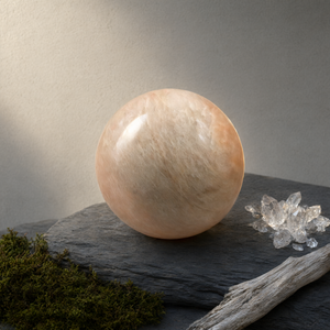 Peach Moonstone <b>sphere</b> - <b>Crystal</b> Healing Gemstones - 3 inches dia - Product Image 3