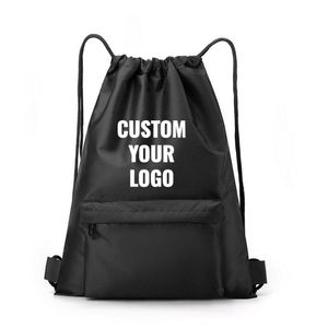 Custom Logo Pretty Arts Unisex <b>Drawstring</b> <b>Backpack</b>, Waterproof Lightweight Polyester with Soft Handle for Travel - Product Image 1
