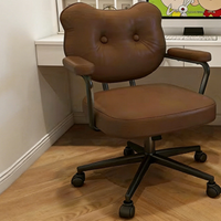 Chaise de bureau ergonomique moderne en cuir, dossier mi-haut, hauteur réglable, inclinable, pivotante, base en acier, pour salle de conférence, salon et salle à manger