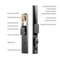 Cerradura Inteligente de Video con Reconocimiento Facial de Alta Gama Doodle, con Manija Grande y Cerradura Larga para Puerta, Compatible con Huella Dactilar y Contraseña
