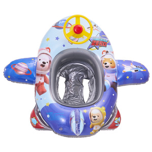 Bouée gonflable pour enfant en forme d'avion de dessin animé, pour piscine et parc aquatique, avec volant et klaxon. - Product Image 3