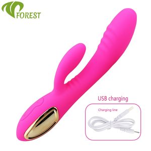 Vibratore <span class=keywords><strong>Rabbit</strong></span> a Doppia Testa TT FOREST, per Masturbazione Femminile, Ricaricabile USB, Impermeabile, Vibratore Inseribile - Product Image 1