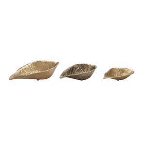 Ensemble de bols en aluminium faits à la main, style rustique moderne, vase décoratif de table, 3 tailles, finition dorée, écologique, haute qualité - Product Image 1