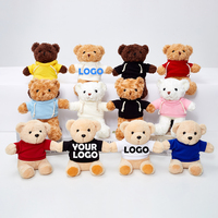 Ours en peluche avec logo personnalisé de l'usine de jouets en peluche professionnels 22cm Animal en peluche doux en chemise blanche et noire à capuche pour les anniversaires