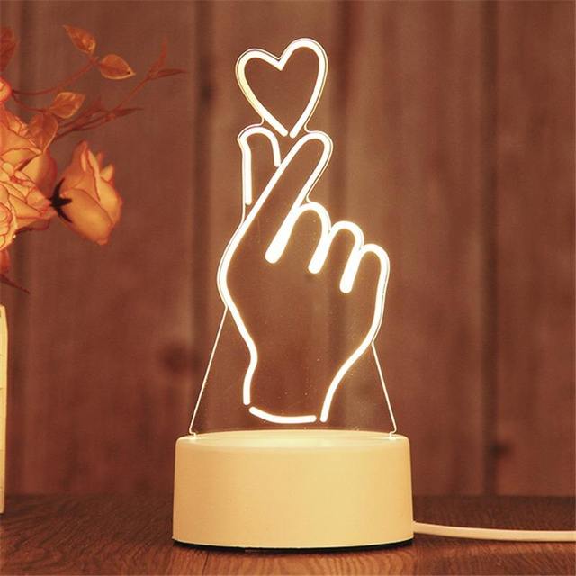 3D Illusion LED Lamps Creative Cartoon Mini Warm Acrylic Table Desk Lamp with USB Recharge Night Lights Decoration
