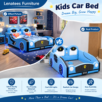 Lit pour enfants moderne et minimaliste 1,5M/1,8M/1,2M/1,35M, lit de voiture universel pour garçons et filles avec lumières LED, le rêve de tout petit garçon