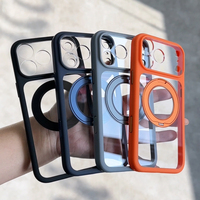 JOYPORODO B497 Étui rigide transparent antichoc en PC avec protection à 360° °   Support rotatif pour iPhone 16 17 Pro Max, coque de téléphone magnétique transparente