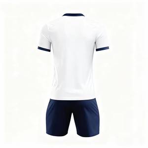 Conjunto de Uniforme de Fútbol DEZE con Bloques de Color y Cuello en V, Camiseta de Manga Corta, Pantalones Cortos Azul Marino, Secado Rápido, para Entrenamiento y Partido, Personalizable para Equipos - Product Image 2