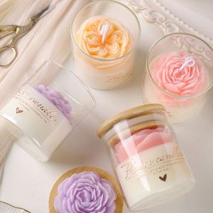 เทียนหอมรูปดอกกุหลาบในขวดแก้ว กลิ่นดอกไม้ ตกแต่งบ้าน - Product Image 2