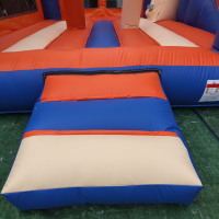 Château gonflable combiné géant interactif Carnival Grade 0.55mm PVC Bleu Orange EN14960 pour extérieur