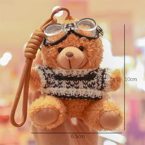 Peluches en peluche pour la Saint-Valentin, ours en peluche avec lunettes de soleil et vêtements, ours en peluche avec <span class=keywords><strong>pull</strong></span>, porte-clés en peluche, ours en peluche pilote, porte-clés - Product Image 4