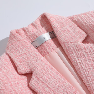 Pink Women's Blazer Plaid Wool Blend Slim Fit Suit Jacket For Work And Casual Wear - Product Image 4