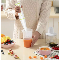 Mixeur Plongeant Électrique 200W à 2 Vitesses avec Bouton Rotatif, Broyeur à Glace Silencieux, Hachoir pour Aliments Bébé, 2 Lames, Prise UK, Idéal Hôtellerie