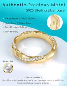 Stapelbare Eternity-Bandringe für Damen Hochzeit Verlobung Versprechen Jahrestag Premium Moissanit D-Farbe VVS1-Reinheit - Product Image 6