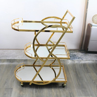 Chariot de service de style européen simple et luxueux Valor CT0008, directement de l'usine, en acrylique et acier inoxydable, avec étagère à vin, pour salle à manger (Guangdong)