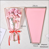 Sacs à fleurs translucides roses pour bouquets avec bordure dorée, emballage floral haut de gamme, fournitures de fleuristes très vendues en gros