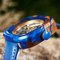 Expédition rapide Montre mécanique ajourée de haute qualité avec bracelet en cuir Hardlex Style antique pour affaires et sport