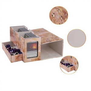 Boîte à cartes à motif marbré avec double compartiment et tiroir pour cartes de jeu, étui de rangement portable en carton - Product Image 2