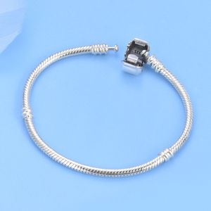 High Quality S925 Sterling Silver Zircon Rhodium Plated Trendy Classic Snake Bone <b>Charm</b> Beaded Women's Bracelet Engagement Gift - Product Image 3