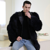 Haute qualité qualité aigle Long Style noir réel manteau de fourrure de renard hiver charmant personnalisé réel fourrure de renard veste manteau pour hommes