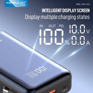 KONFULON Batterie externe portable haute capacité <span class=keywords><strong>30000mAh</strong></span> avec charge rapide <span class=keywords><strong>45W</strong></span>, câble intégré, affichage LED, sorties Type-C et USB - Product Image 4