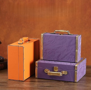 Valise en cuir vintage de style européen avec boîte de rangement en <span class=keywords><strong>bois</strong></span> pour vitrine ou boîte d'accessoires de tir emballage de bijoux - Product Image 3
