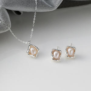 Collar de Perlas Irregulares de Plata Pura S925 Estilo Coreano Wenchi con Temperamento para Mujer, Conjunto de Joyería Fina Modelo 20930 China - Product Image 1