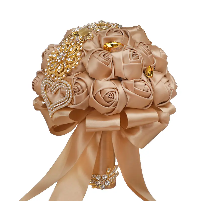 Luxurious hand floral bouquet wedding hand tied bouquet simulated flower with drill