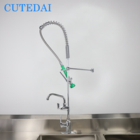 Robinet de cuisine commercial contemporain écologique en chrome de 6 pouces avec douchette de pré-évier et remplisseur de pot pivotant en laiton durable pour hôtels