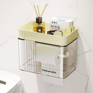 Porte-boîte à mouchoirs pour salle de bain, organisateur de rangement mural étanche, rectangulaire, durable, pour papier toilette et cosmétiques - Product Image 5