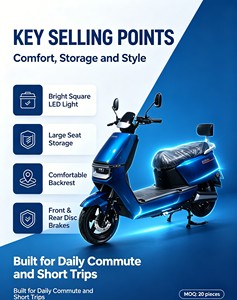 Venta de Fábrica: Motocicleta Eléctrica de 72V, Scooter Azul de Larga Duración, Especificaciones Personalizables - Product Image 2