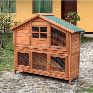 SHUNDA SDR038 Maison pour animaux de compagnie en bois écologique de grande taille, enclos pour lapins d'extérieur, design imprimé - Meubles pour animaux de compagnie pour la cour - Product Image 5